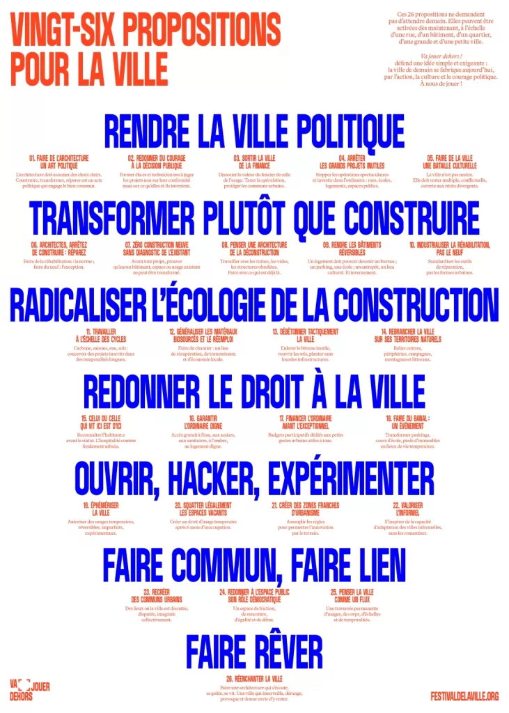 Extrait de 26 propositions pour la ville / Affiche-manifeste